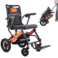 Lightweight Wheelchairs for Adults with Telescopic Handle, Folding Transport Wheelchairs Weight 26.7lbs for Seniors Support 220lbs Dark Gray
