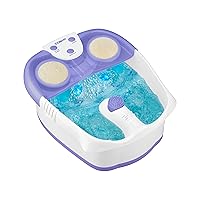 Conair Waterfall Pedicure Foot Spa Bath with Blue LED Lights, Massaging Bubbles and Massage Rollers, Purple/White