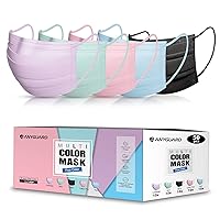 Colored Disposable Face Mask, Pack of 50, Breathable 3-Ply Face Mask (Multi Color)