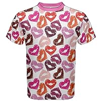 CowCow Mens Comfy T-Shirt Watercolor Lips Pattern Cotton Tee, XS-5XL