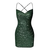 Sequin Tight Homecoming Dresses Short Spaghetti Straps Mermaid Prom Dress for Teens Cocktail Sparkly Mini Dress