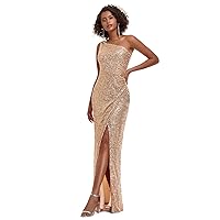 Ever-Pretty Women's Sexy One Shoulder Ruched Slit Bodycon Sequin Evening Dress 0116