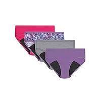 Hanes Girls' Comfort Period Underwear, Boyshort and Hipster Period Panties, Moderate Protection, 4-Pack