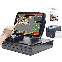 A3POS System WIN10 I5 8G RAM 128G Disk for Restaurants Bar Businesses with Kitchen Printer POS Software SET04