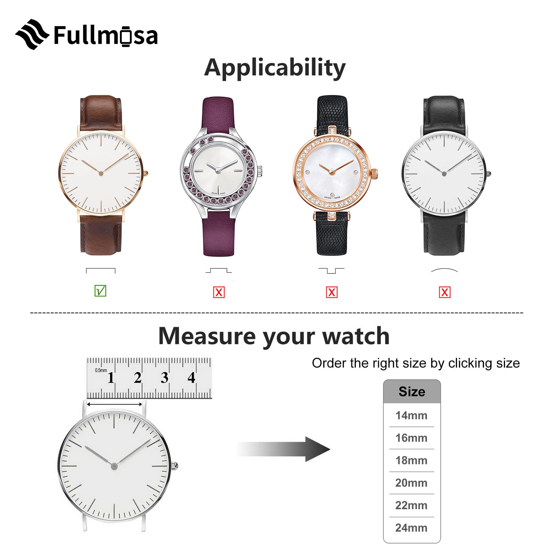 Fullmosa 22mm Leather Watch Bands Compatible with Samsung Galaxy Watch 46mm,Galaxy Watch 3 45mm,Gear S3 Frontier/Classic,Huawei Watch GT,Garmin Vivoactive 4/Forerunner 945,Grey