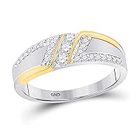 The Diamond Deal 10kt Two-tone Gold Mens Round Diamond 3-stone Wedding Ring 1/2 Cttw