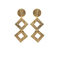 Handmade Design Lightning Bolt Metal Earrings Hook Design Jewelry 18k Gold Plated on Brass Brushed Wavy Celine Abstract Large Minimalist Hook Earrings