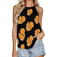 Acorns and Squirrels Fashion Tank Top Sleeveless Shirts for Women Summer Tees Round Neck Blouses
