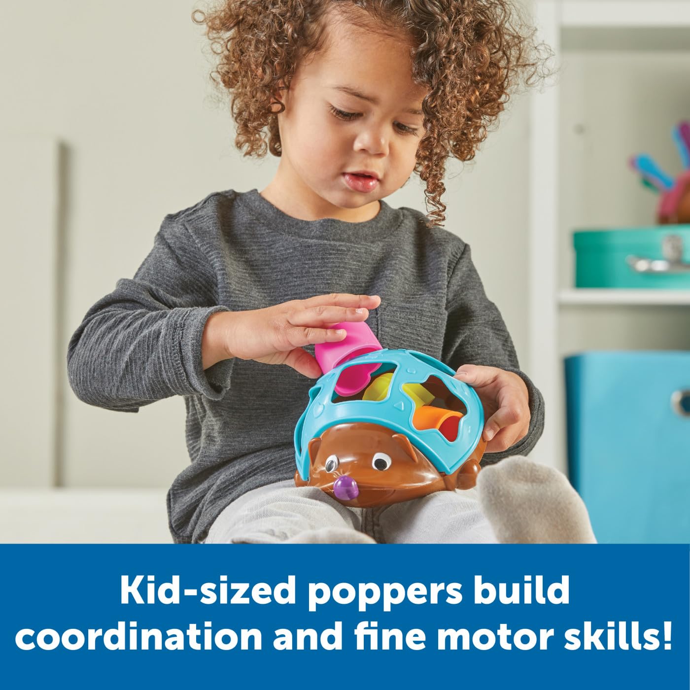 Learning Resources Spike The Fine Motor Hedgehog Poppin' Shapes Sorter, 7 Pieces, Ages 18 Months+, Learning Toys, Baby Toys, Educational Toys, Fine Motor Toys, Montessori Toys