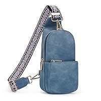 HKCLUF Crossbody Small Sling Bag for Women,Vegan Leather Cross Body Fanny Packs Chest Bag for Women with Adjustable Strap