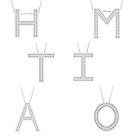 IGI CERTIFIED S925 Sterling Silver Diamond Alphabet Letter Pendant Necklace (I-J,I2)