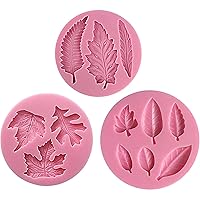 Assorted Fondant Leaf Candy Mold 3-in-Set for Sugarcraft Cake Decoration, Cupcake Topper, Polymer Clay, Soap Wax Making Crafting Projects All-purpose