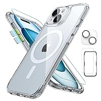 ESR for iPhone 15 Case (5 in 1) Set, Translucent Matte Case with Screen Protector and Camera Lens Protectors, Compatible with MagSafe, Military-Grade Protection, Classic Series, Clear