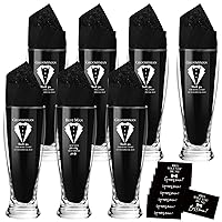 Nuanchu Set of 7 Groomsman Proposal Gifts Best Man Gift Groomsmen Beer Glass Set with Tuxedo Groomsman Glasses Will You Be My Groomsman Cards Tissue Paper for Bachelor Party(Pilsner Glasses, 16 oz)