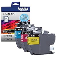 Brother Genuine LC402 3PK 3-Pack of Standard Yield Cyan, Magenta and Yellow Ink Cartridges
