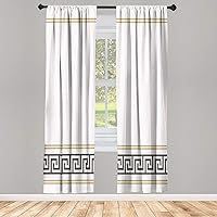 Ambesonne Abstract Window Curtains, Simplistic Classic Greek Inspired Pattern in Monochrome Design, Lightweight Decorative 2-Panel Set & Rod Pocket, Pair of - 28