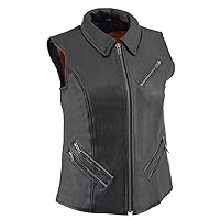Milwaukee Leather MDM3002 Mens Black Side Lace Denim Club Vest with Hidden Zipper 