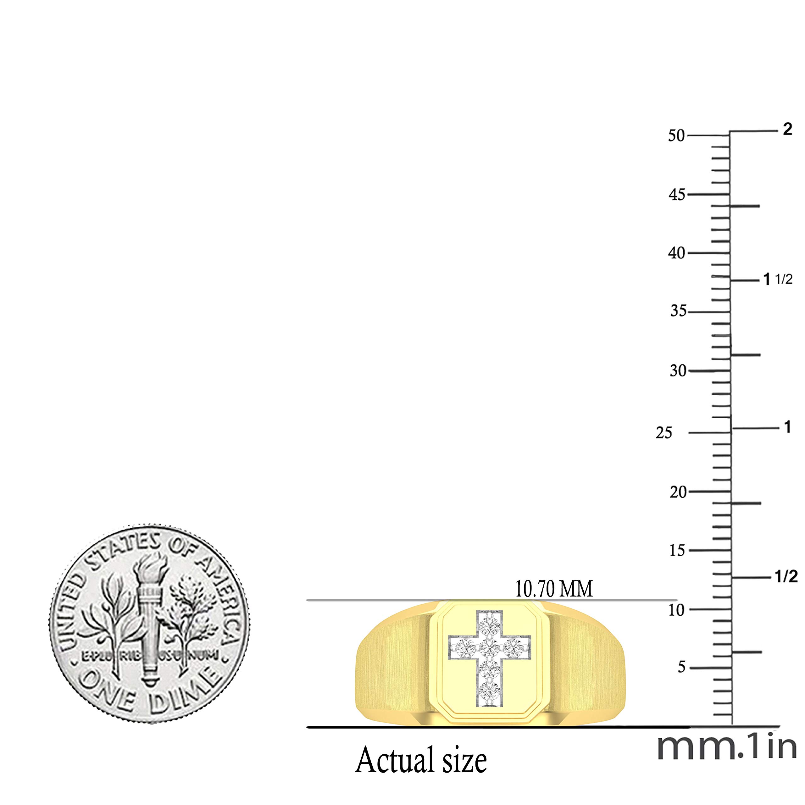 Dazzlingrock Collection 0.10 Carat (ctw) 10k Round Diamond Mens Cross Band Ring, Yellow Gold