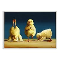 Stupell Industries Yoga Chicks Funny Stretching Poses Farm Animal Painting, Design by Lucia Heffernan Wall Plaque, 15 x 10, Yellow