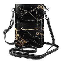 Black And White Marble Print Crossbody Mini Phone Bag For Women,Fashionable Cute Pu Splashproof Phone Bag,With Card Slot