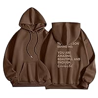 SNKSDGM Women Casual Graphic Hoodies Tops Long Sleeve Buttons Hooded Sweatshirts Trendy Loose Basic Pullover with Pocket