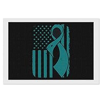 Cervical Cancer Awareness Flag DIY Diamond Picture Art Painting 5D Round Full Drill Diamond Dot Gem Room Decor (Without Frame)