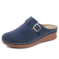 TEMOFON Clogs for Women Slip on Mules: Comfortable Dressy Casual Clogs - Closed Toe Sandals Footbed Shoes - Wedge Low Heel Platform Clogs