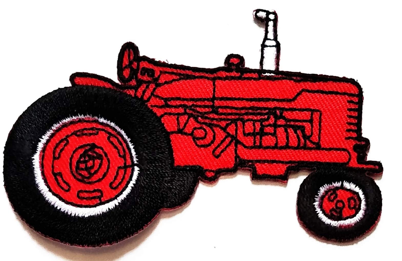 Nipitshop Patches Red Car No roof Tractor Farm Tractor Cartoon Children Kids Embroidered Iron Patch Sew On Patch Clothes Bag T-Shirt Jeans Biker Badge Applique for Happy Birthday Gift