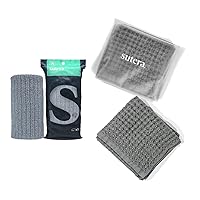 SUTERA - Exfoliating Shower Towel Gray and Waffle Bath Towel Gray Bundle
