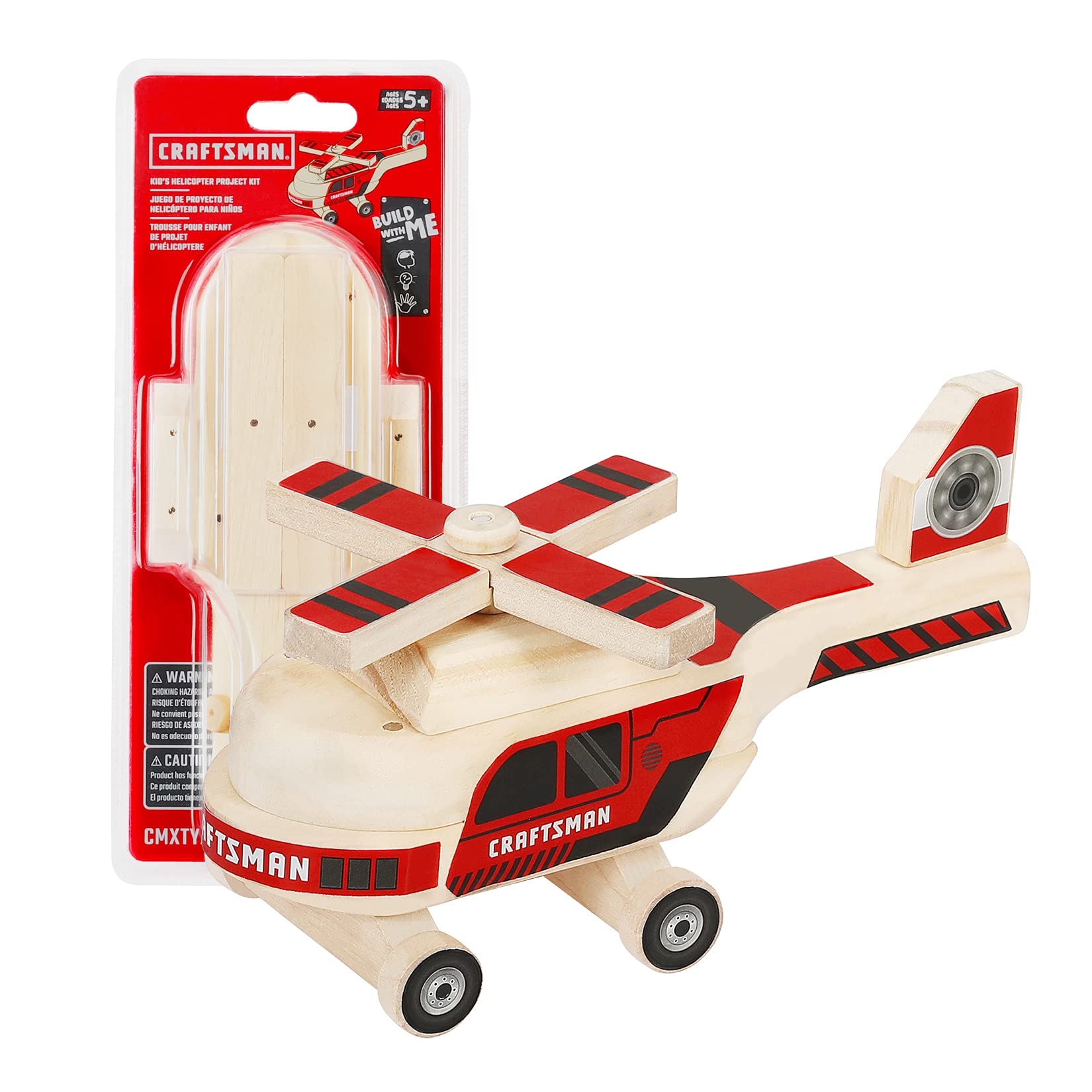 Craftsman Woodworking Helicopter Project Kit for Kids, Educational Toy Realistic Carpentry Helicopter Construction, Take-along Gift for Boys & Girls, Age 5+