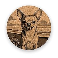 Chihuahua, coasters gift, Set of 6, Cork Coasters with Holder, Absorbent Coasters for Dog Lovers, Personalized Drink Coasters - CA013