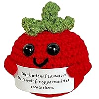 Emotional Support Crochet Tomato, Knitted Positive Vegetables with Inspirational Card, Mini Cheer Up Gifts for Her Women Friends