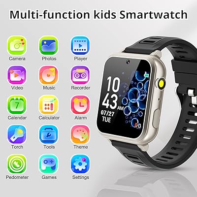 Smart Watch for Kids with 24 Puzzle Games HD Touch Screen Camera Video  Music Player Pedometer Alarm Clock Flashlight 12/24 hr Kids Watches Gift  for