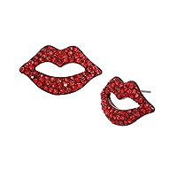 Betsey Johnson Womens Pavé Lips Stud Earrings