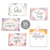 Canopy Street Simple Sentiments Greeting Cards / 25 Encouragement Note Card Pack With White Envelopes / 5 Thoughtful Designs / 5
