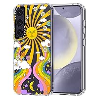 MOSNOVO for Galaxy S24 Plus Case, [Buffertech 6.6 ft Drop Impact] [Anti Peel Off] Clear Shockproof TPU Protective Bumper Phone Cases Cover with 70's Psychedelic Art Design for Samsung Galaxy S24 Plus