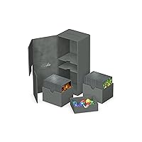 Ultimate Guard Flip 'n' Tray 266+, Deck Case for 266 Double-Sleeved TCG Cards + Dice Tray, Grey, Independent Magnetic Closure & Microfiber Lining