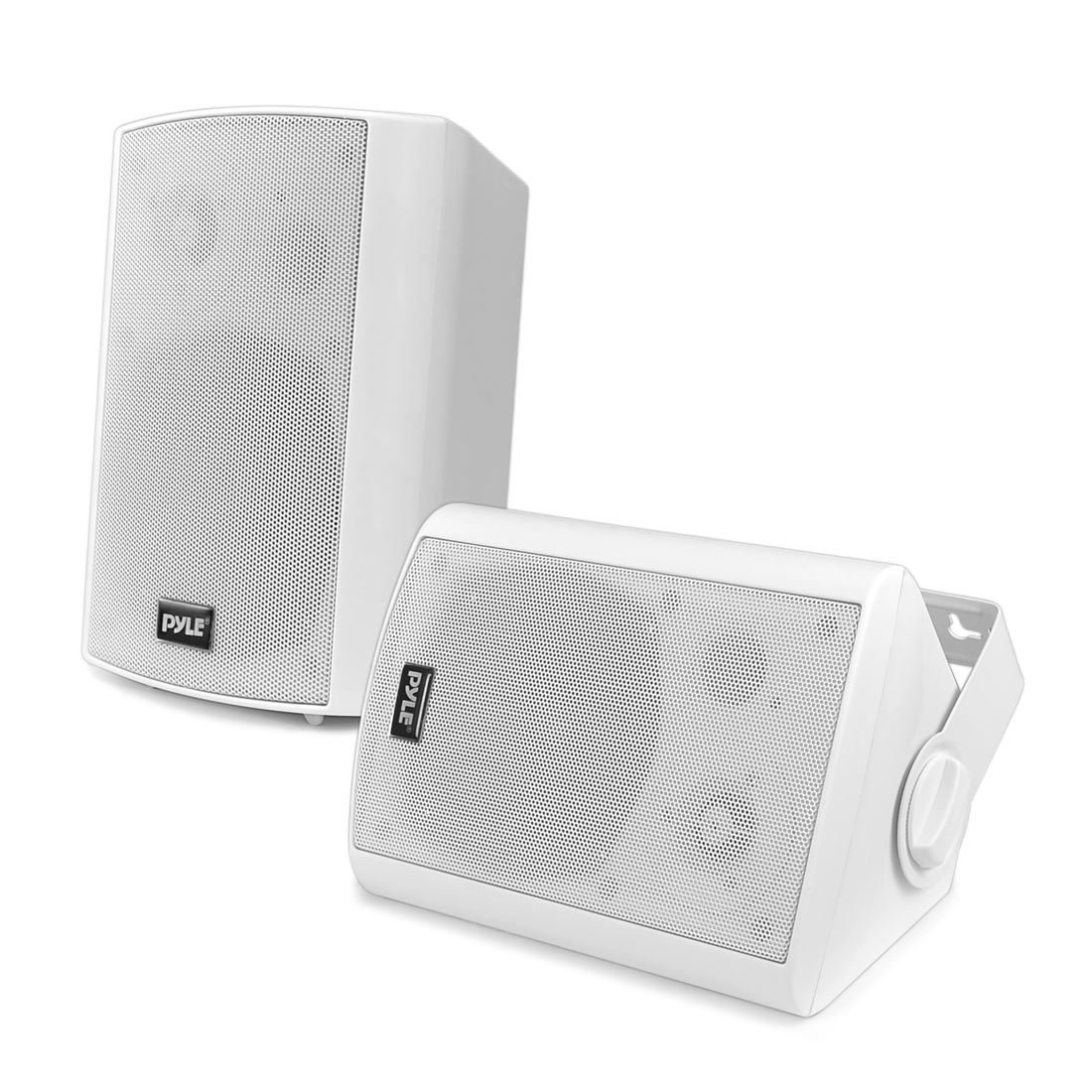 Pyle Wall Mount Home Speaker System - Active + Passive Pair Wireless Bluetooth Compatible Indoor / Outdoor Water-resistant Weatherproof Stereo Sound Speaker Set with AUX IN - Pyle PDWR51BTWT (White)
