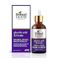 Difeel Elite Glycolic Acid & Biotin Stimulating Hair Serum 2 oz. - Hair Growth Serum for Men and Women for Stronger Hair, Deep Scalp Exfoliator