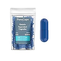 PureCaps USA - Empty Gelatin Capsules Size 00, 1,000 Empty Separated Gel Pills, Dark Blue, Non-GMO Certified, Kosher, Gluten Free and Halal Certified, Pure Beef Gel Pill Capsules Empty