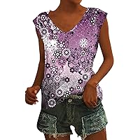 Business Casual Outfits for Women, Cap Sleeve Tank Tops V Neck Solid Print Casual Loose Basic Shirt