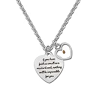 Uloveido Stainless Steel Heart Pendant Christian Faith Mustard Seed Bible Scripture Lettering Necklaces Religious Gift