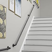 Staircase handrail Staircase Handrails (1ft-20ft), Wall Mount Banister, Metal Stairs Railing Guardrail, Indoor Outdoor Stairway Porch Deck Hand Rail, Complete Kit (Size : 6 Feet)
