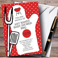Red Spotty Bbq Grill Invitations Baby Shower Invitations