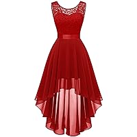 BeryLove Women's 2024 Prom Dress Formal Wedding Guest Dress Sleeveless Lace Cocktail Party Dresses