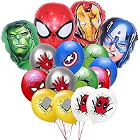 16pc Super Hero Spiderse Foil Balloons and Latex Balloons Birthday Party Supplies Kids Birthday for Superhero Party Decorations
