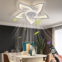 Modern Low Profile Ceiling Fan with Lights,110v Dimmable Flower Ceiling Light Fan with Remote Control/app Control,Timing 6 Gear Speeds Fan Suitable for Bedroom,Living Room,and etc.（White）