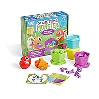 hand2mind Grab That Monster Fine Motor Activity Set, Fine Motor Skills Games for Toddlers, Occupational Therapy Toys, Preschool Learning Activities, Prewriting Toys, Color Sorting, Pincer Grasp Toys