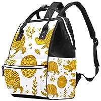 Golden Armadillo Animals Sketch Diaper Bag Backpack, Large Capacity Muti-Function Travel Backpack