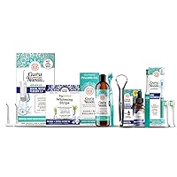 Oral Care Routine, with Coconut Oil Pulling, Teeth whitening Strips, Concentrated Mouthwash, Advanced Water Flosser & Teal Sonic Toothbrush